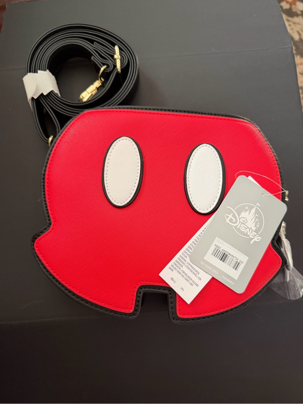 Disney Red Character-Face Crossbody Bag with Black Trim